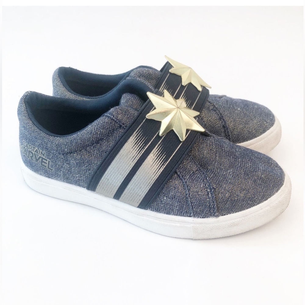 Captain Marvel Glitter Denim slipon shoes size 11